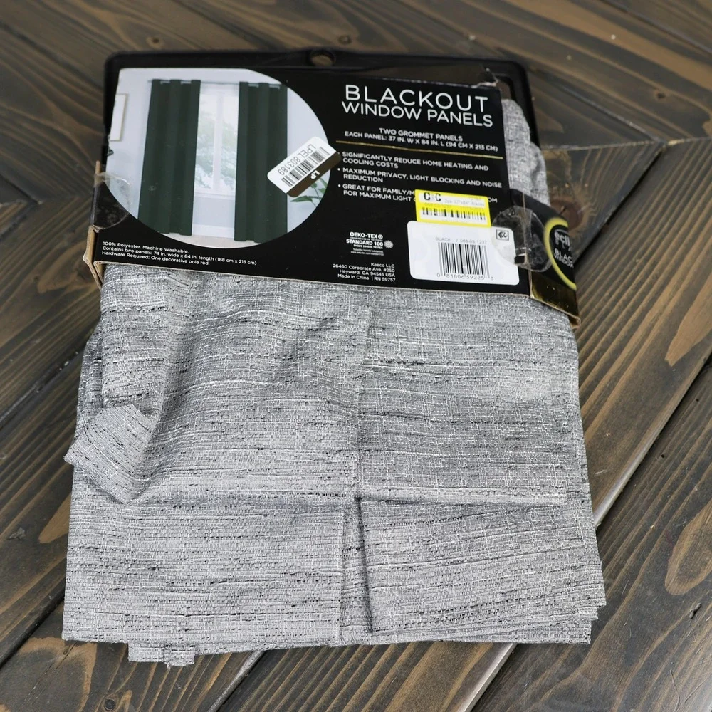 Eclipse Black Blackout Window‎ Panels Curtains 2pk Grommet 37x84 Noise Reducing